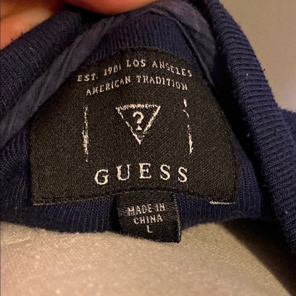 Guess Blue Long Sleeve Tee with Classic Design - Picture 2 of 7